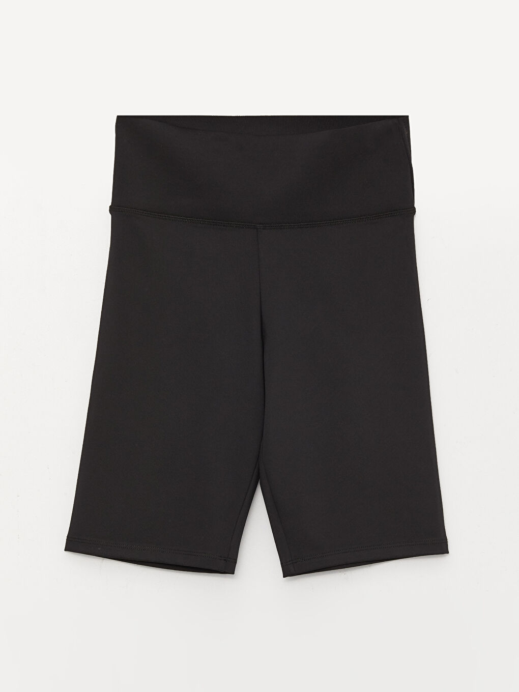 Siyah Beli Lastikli Düz İnterlok Kadın Spor Tayt