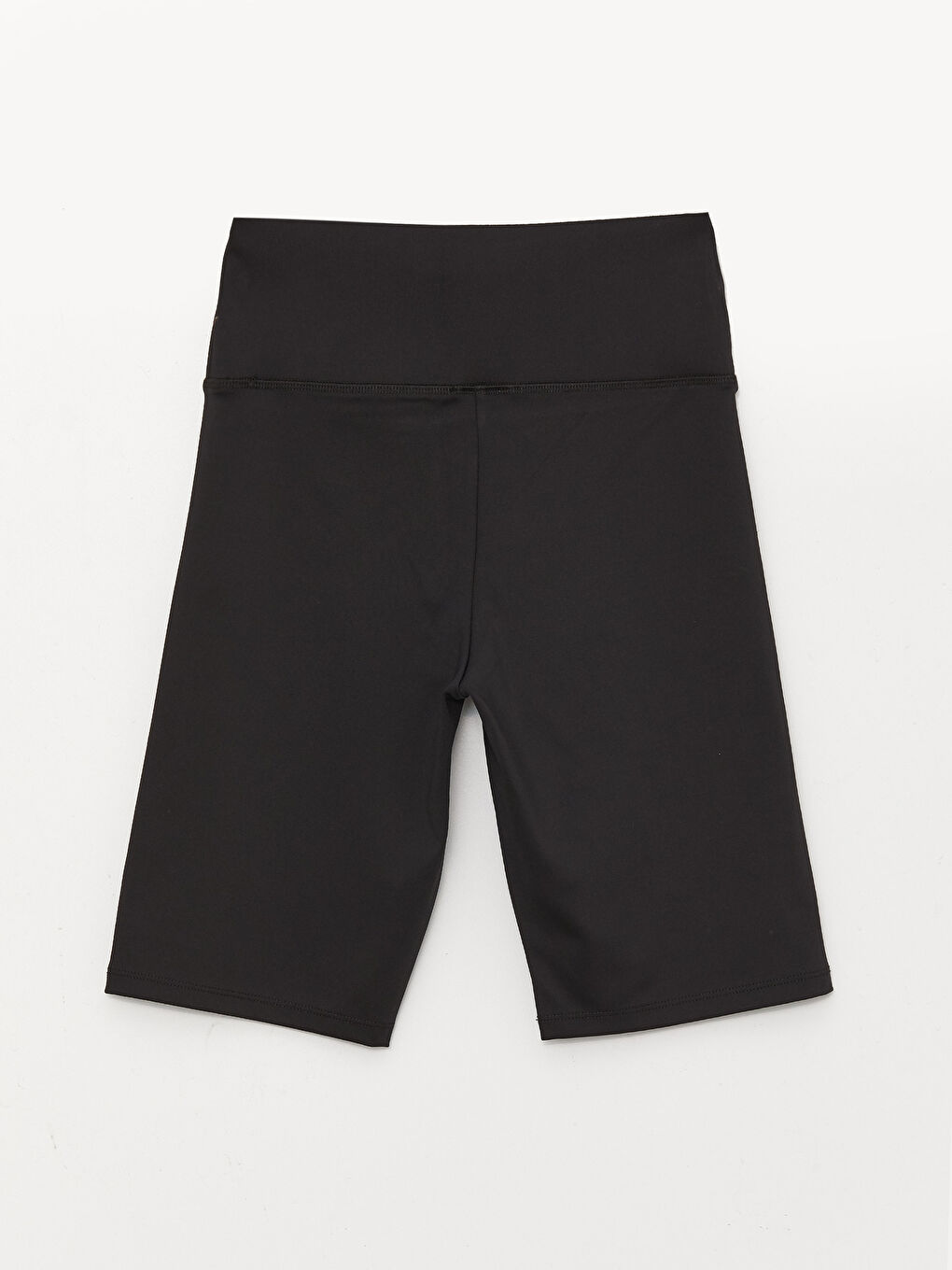 Siyah Beli Lastikli Düz İnterlok Kadın Spor Tayt-1