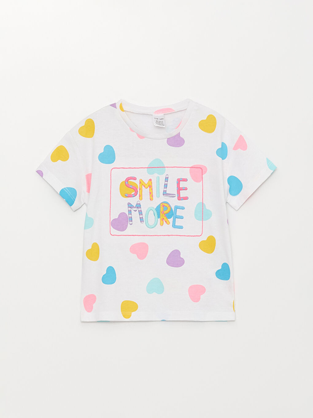 Crew Neck Short Sleeve Patterned Baby Girl T-Shirt