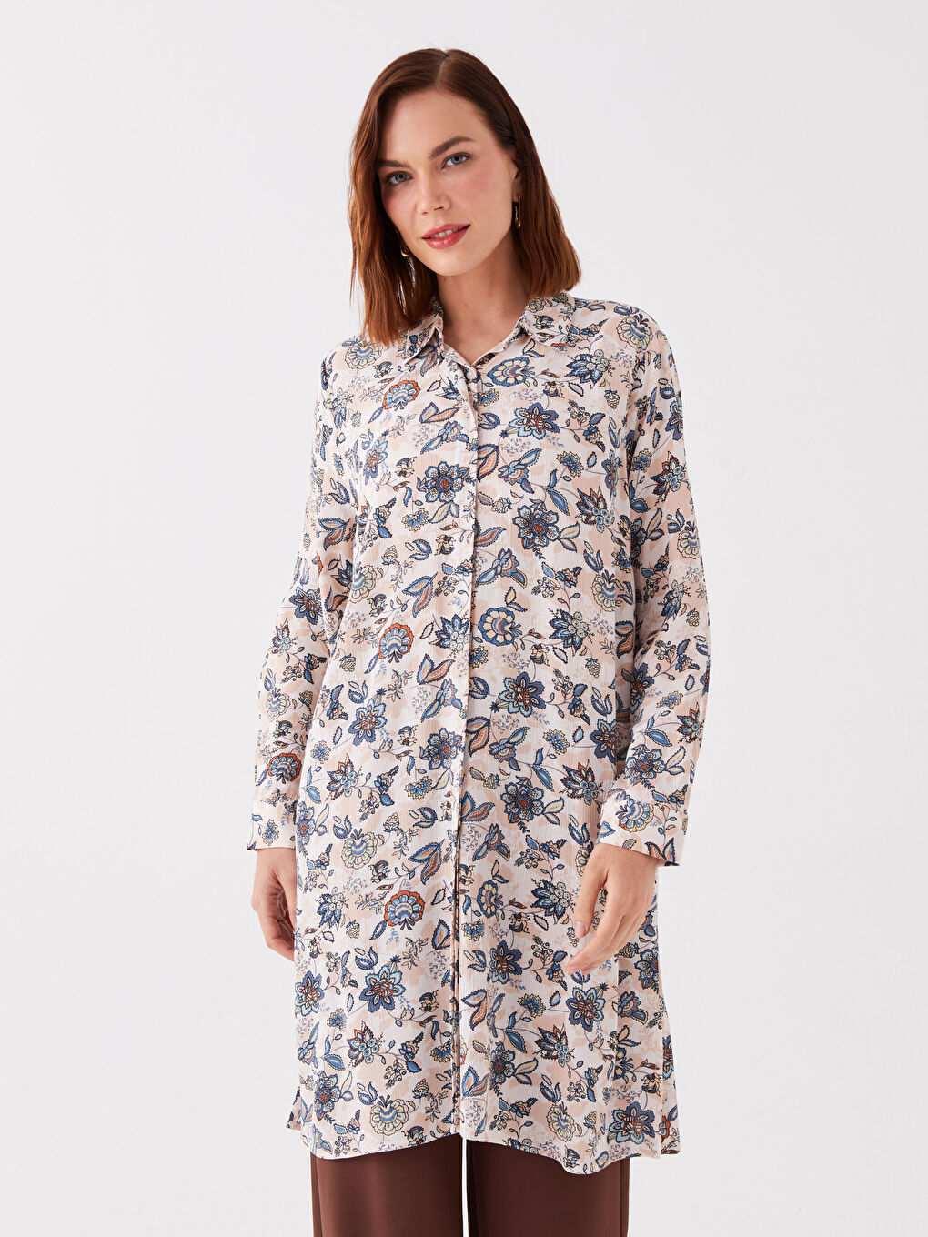 Floral Long Sleeve Women's Shirt Tunic