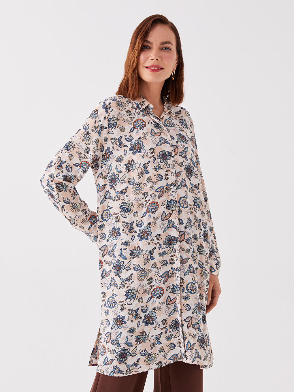 Floral Long Sleeve Women's Shirt Tunic-1