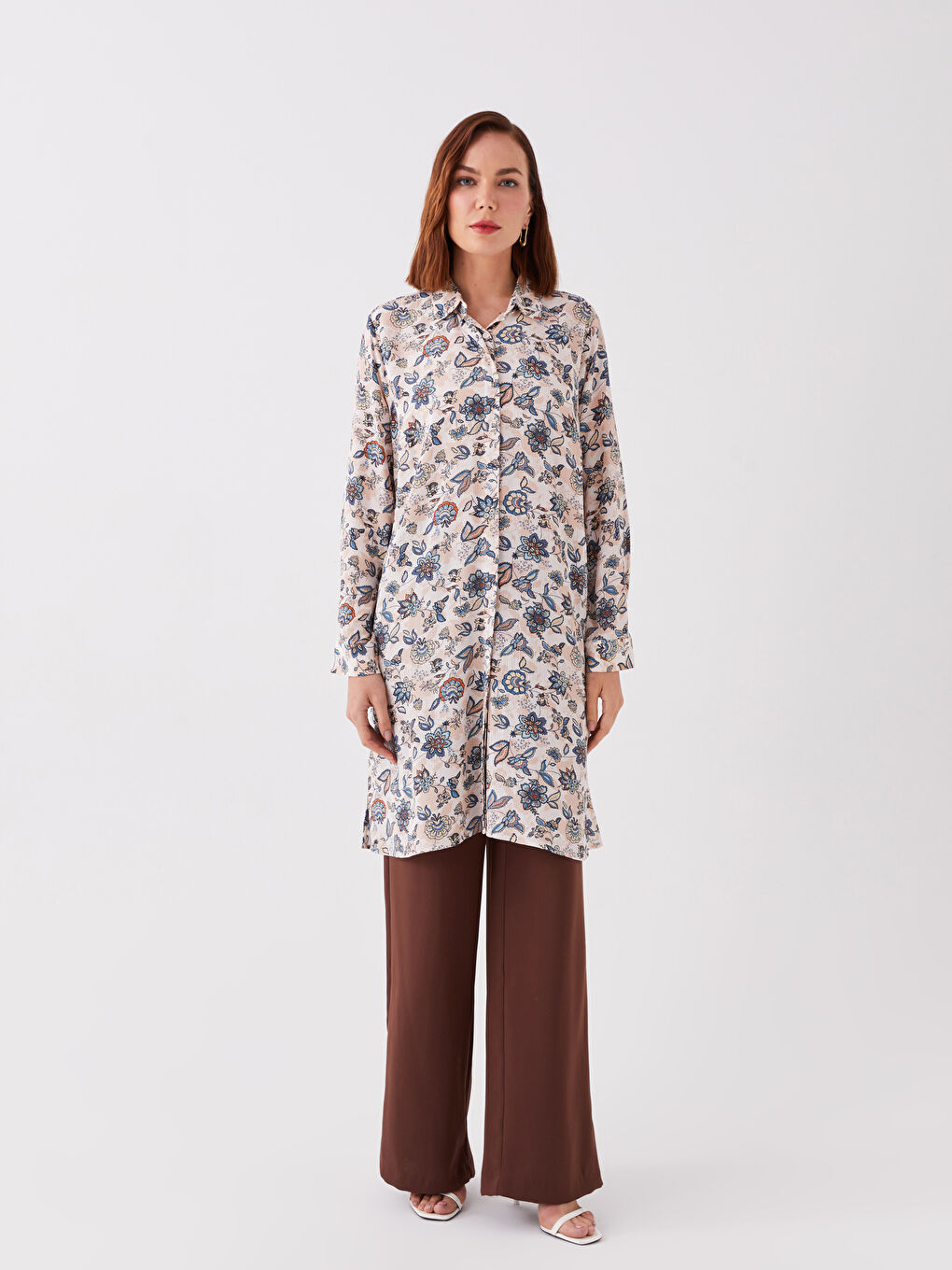 Floral Long Sleeve Women's Shirt Tunic-2