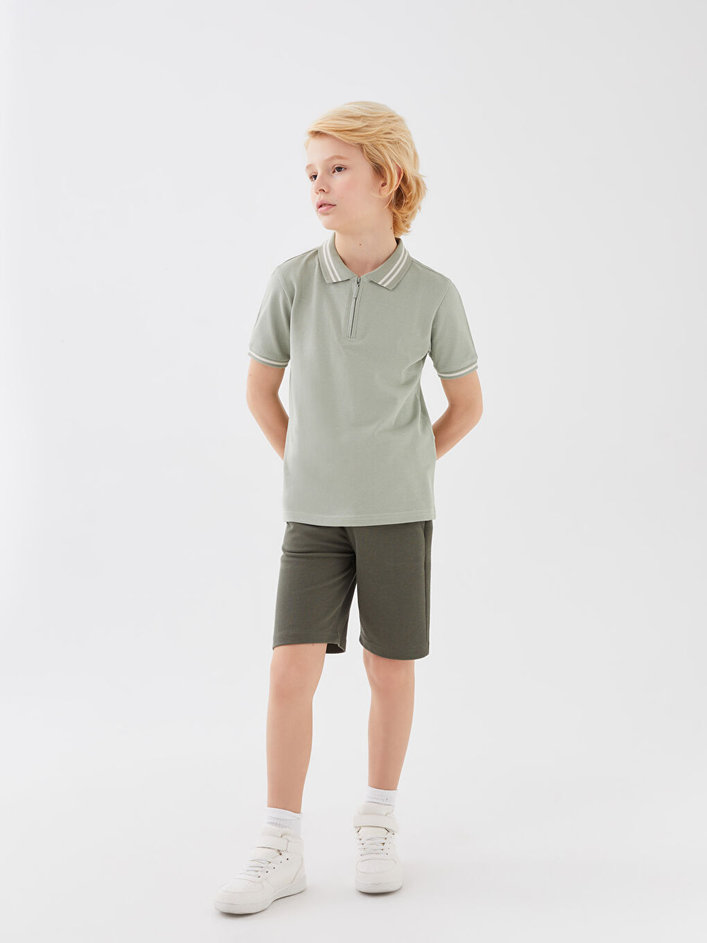 Polo Neck Basic Short Sleeve Boys' T-Shirt-2
