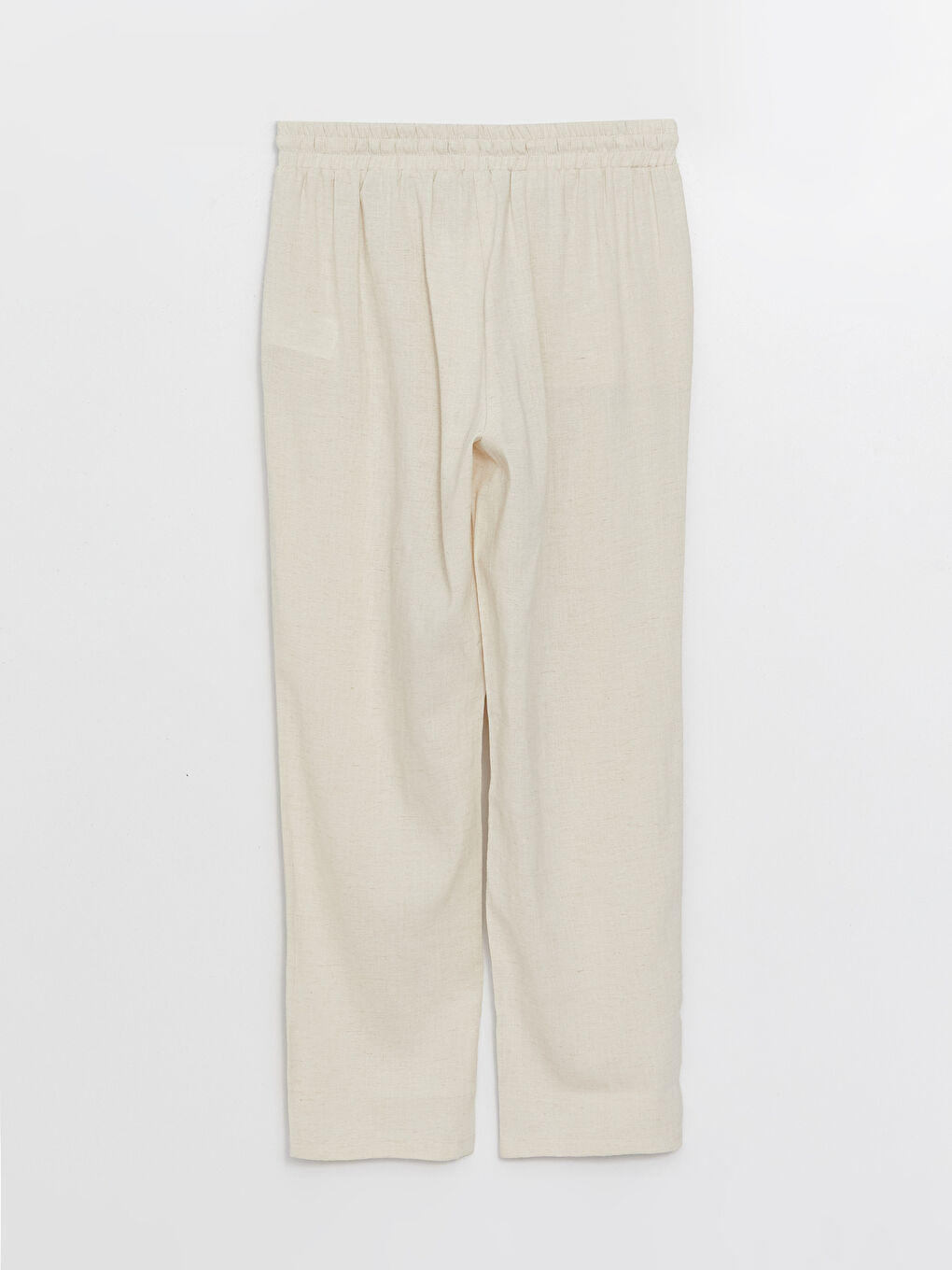 LCW Grace Elasticated Waist Plain Linen Blend Women's Trousers -S3EY21Z8-QW4