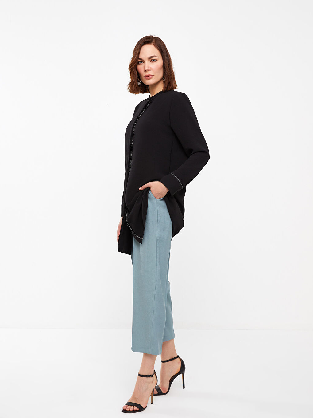 Yeşil Beli Lastikli Rahat Kalıp Kadın Pantolon