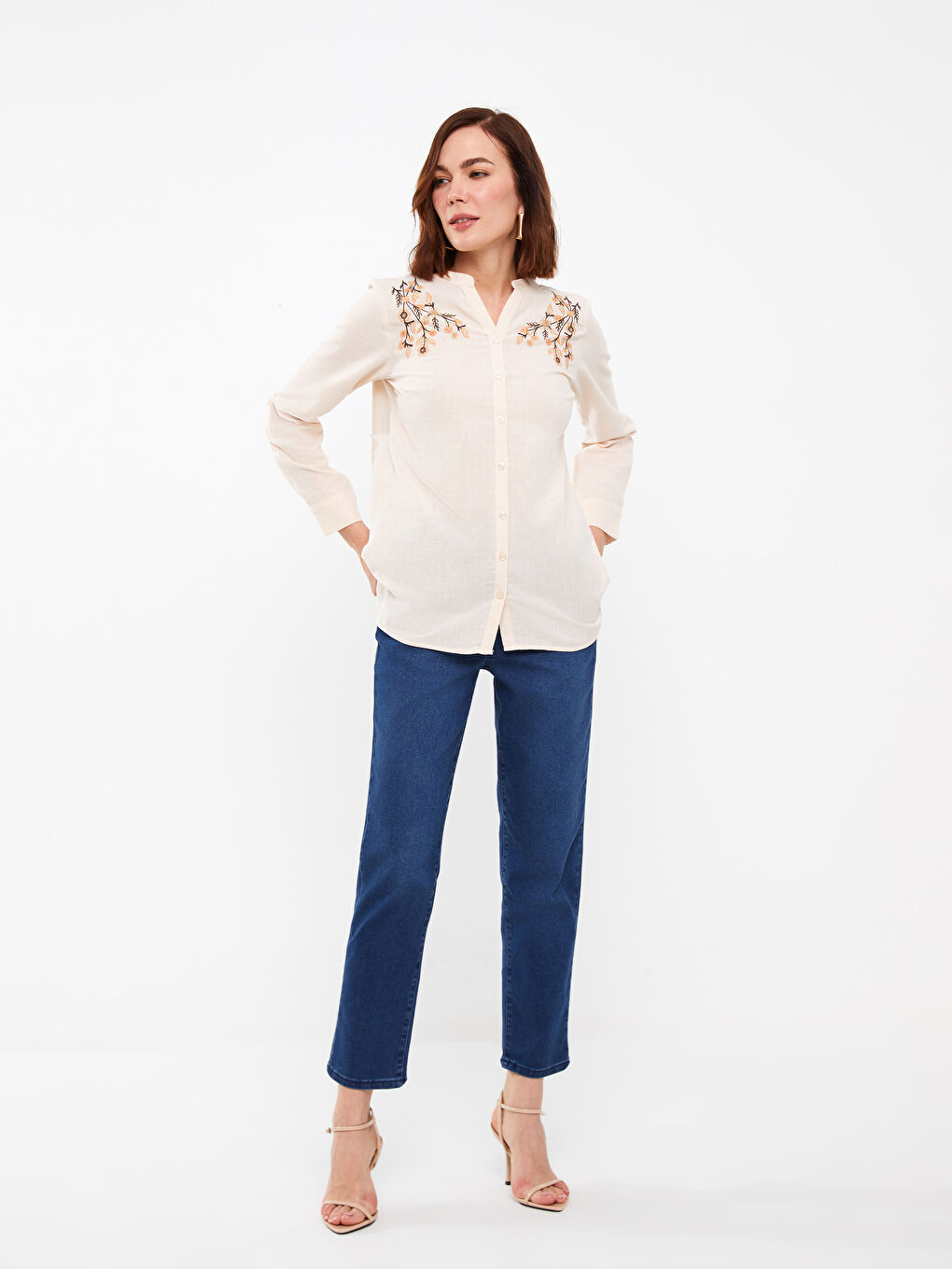 Elastic Waist Paperbag Women's Jeans-1