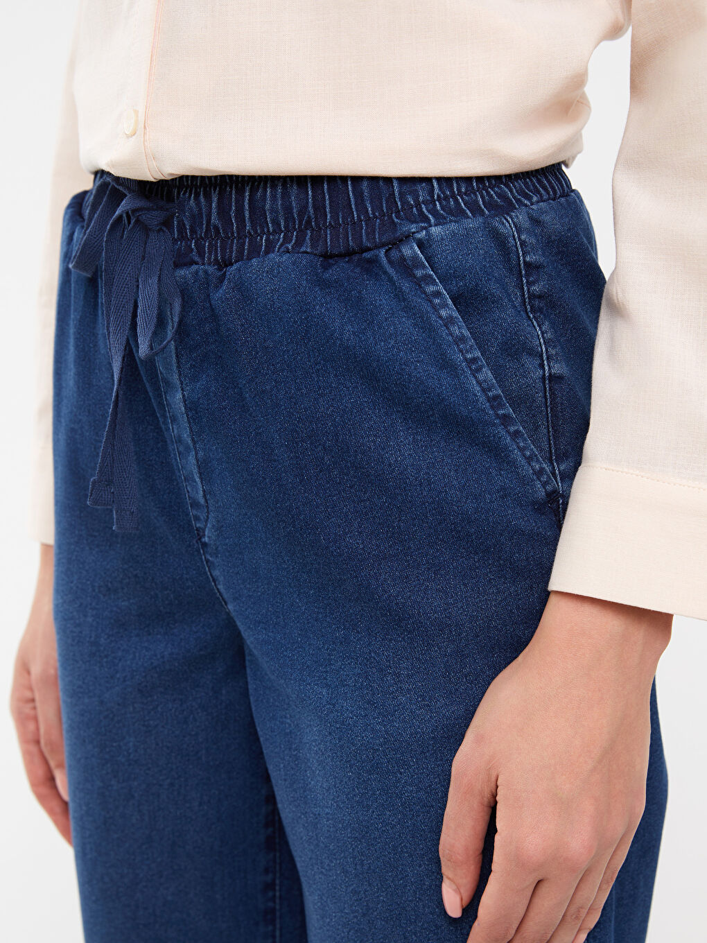 Elastic Waist Paperbag Women's Jeans-2