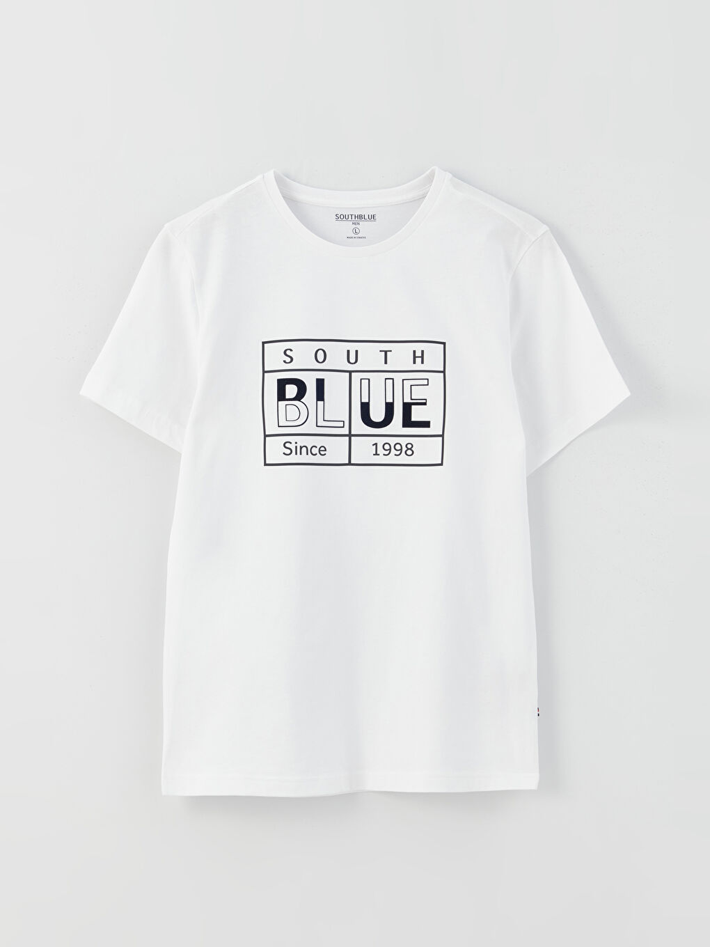 Beyaz Bisiklet Yaka Kısa Kollu Baskılı Penye Erkek Tişört-5