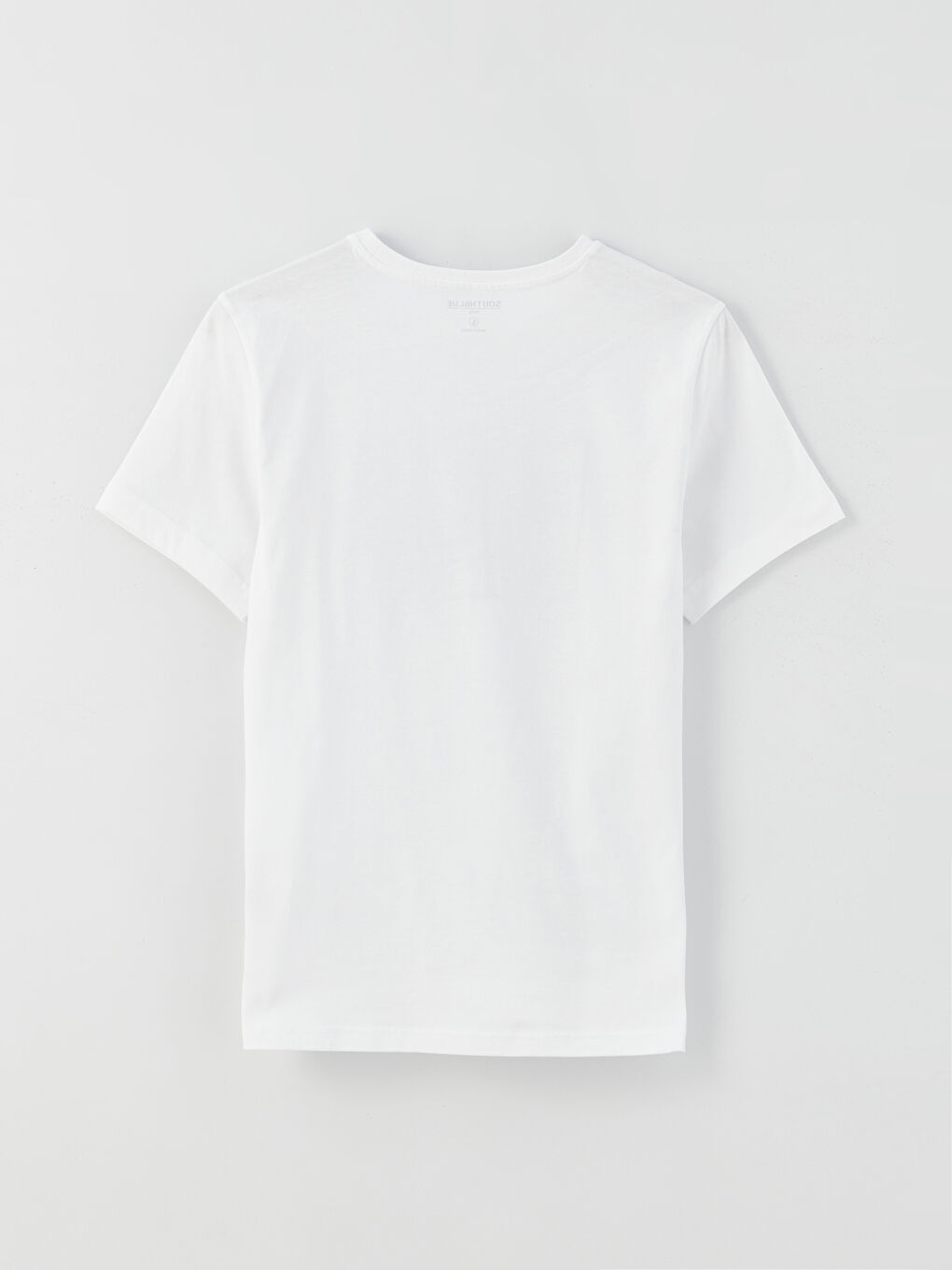 Beyaz Bisiklet Yaka Kısa Kollu Baskılı Penye Erkek Tişört-6