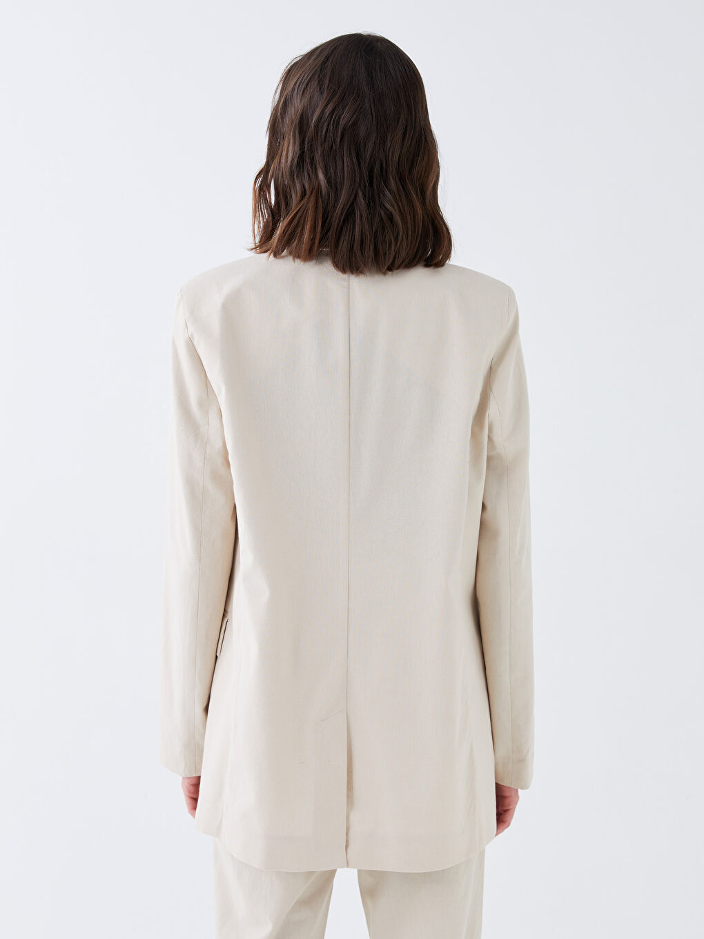 Однотонный пиджак с длинным рукавом для женщин-4