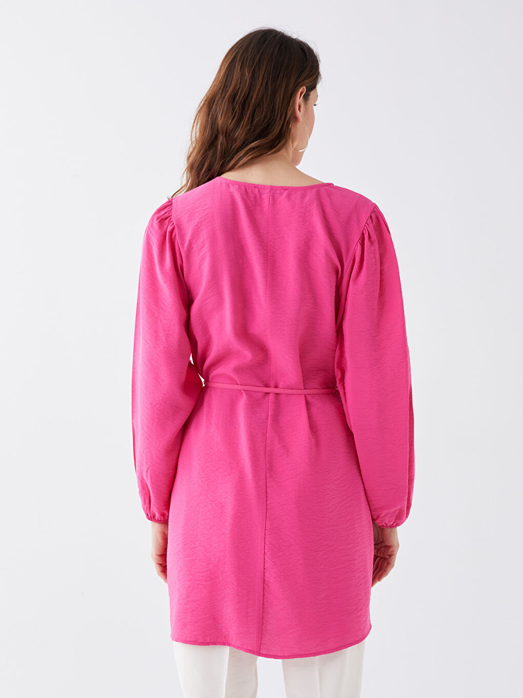 Tunică Aerobin Dreaptă cu Mânecă Lungă și Guler Rotund pentru Femei-4