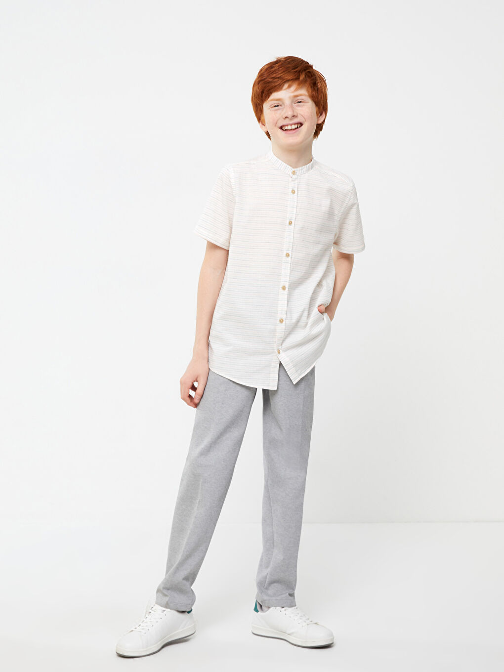 Gri Beli Lastikli Erkek Çocuk Pantolon