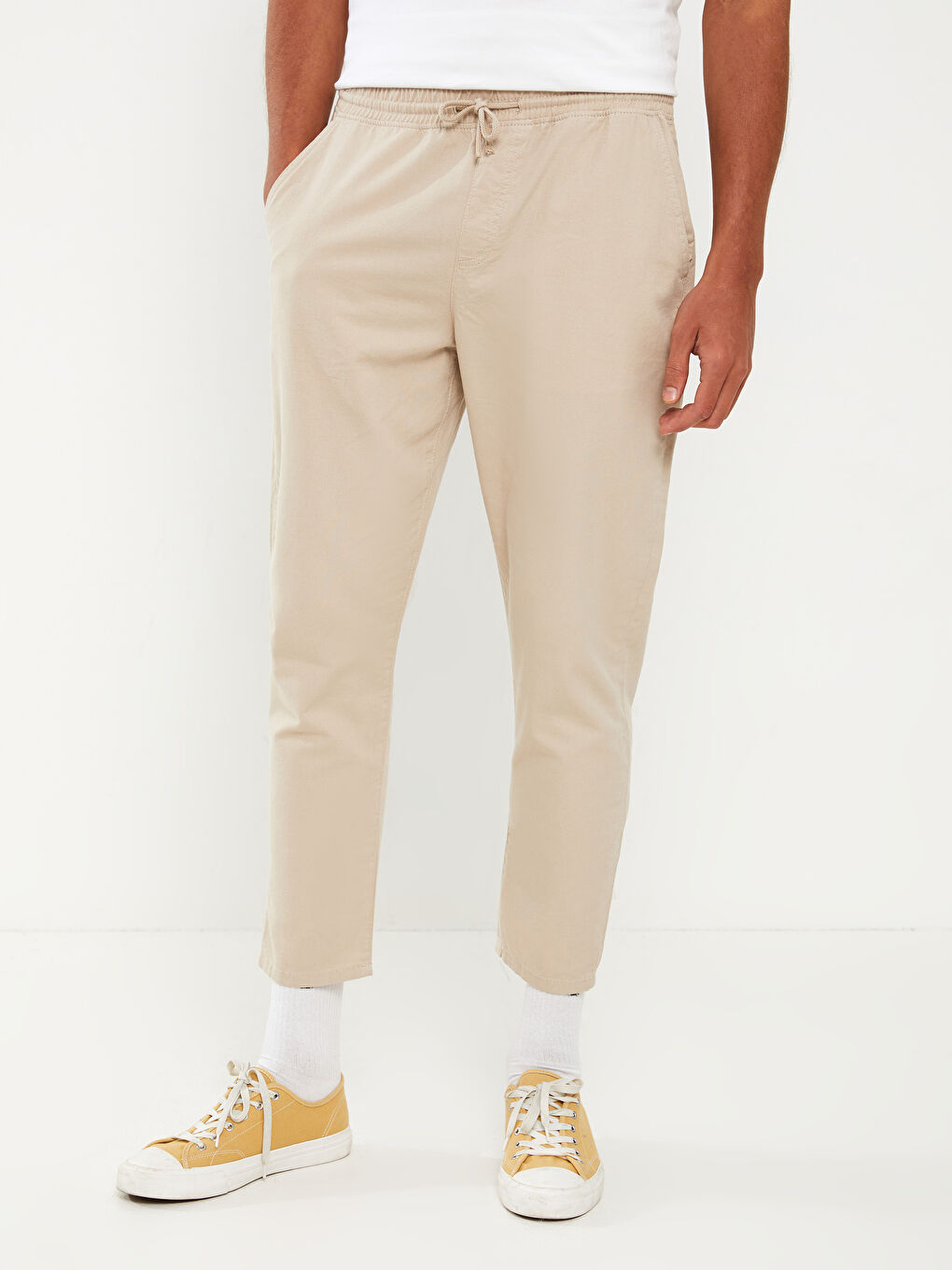 Bej Standart Kalıp Erkek Pantolon-2