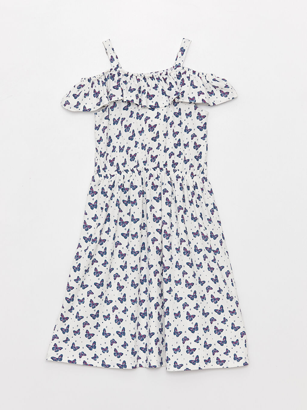 Square Collar Patterned Girls' Dress