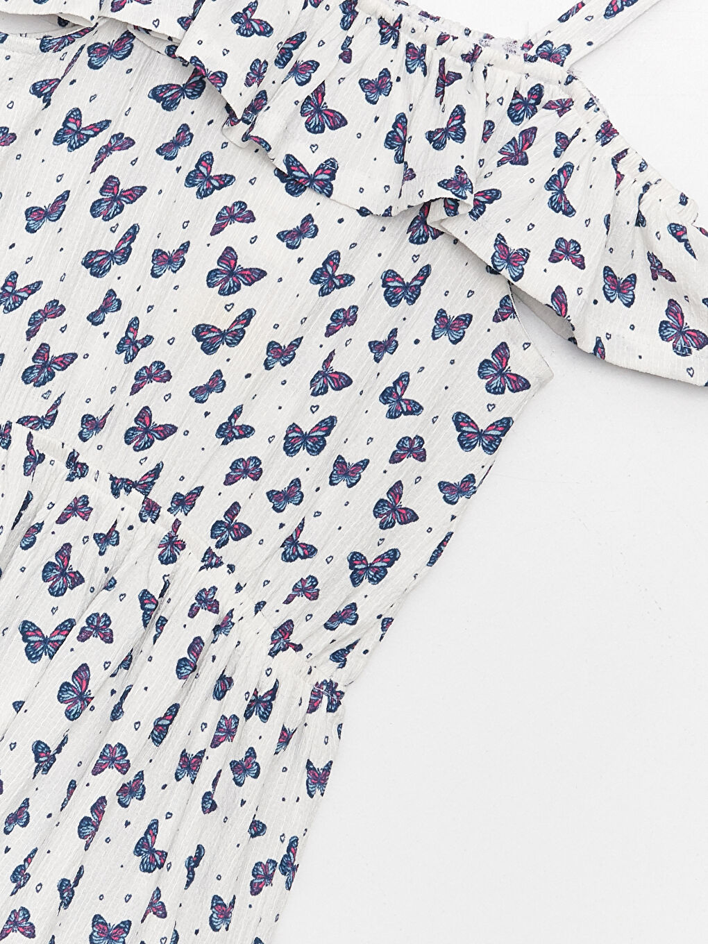 Square Collar Patterned Girls' Dress-2