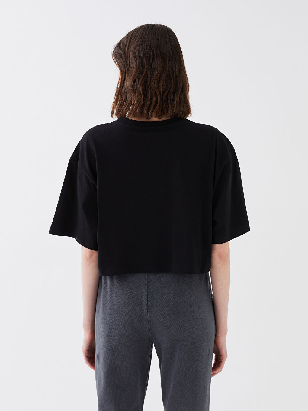 Haut Court Imprimé à Manches Courtes pour Femmes avec Col Rond-4