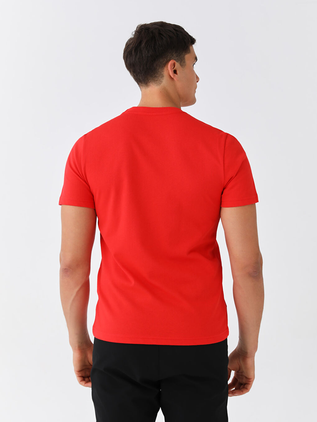 Kırmızı Bisiklet Yaka Kısa Kollu Atatürk İmzası Baskılı Erkek Tişört-4