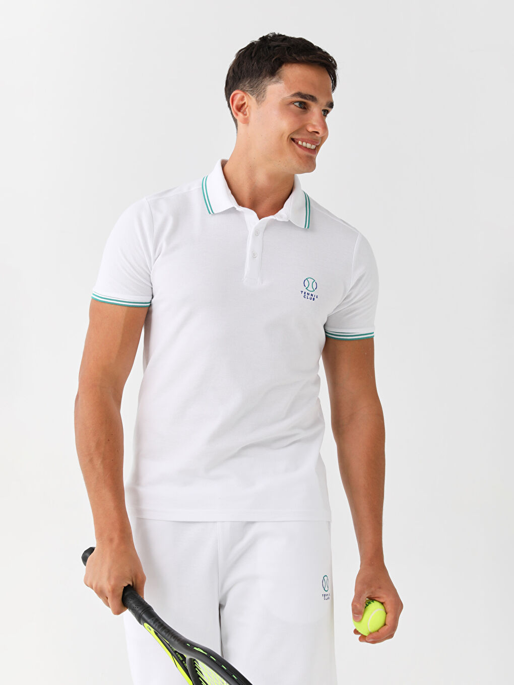 Ерлерге арналған спорттық футболка поло жағалы қысқа жең-1