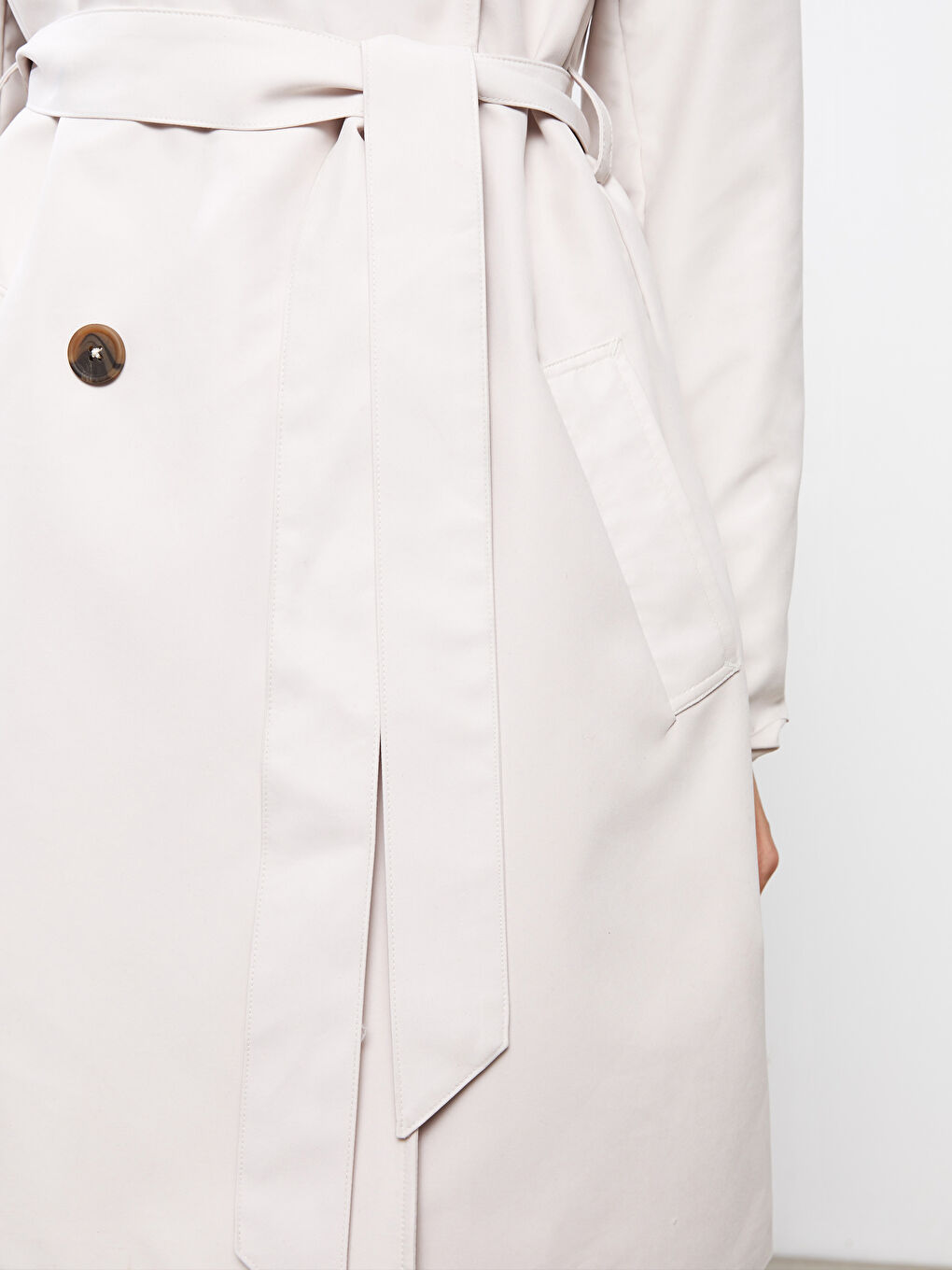 ترانشكوت نسائي سادة بأكمام طويلة وقبة جاكيت-2