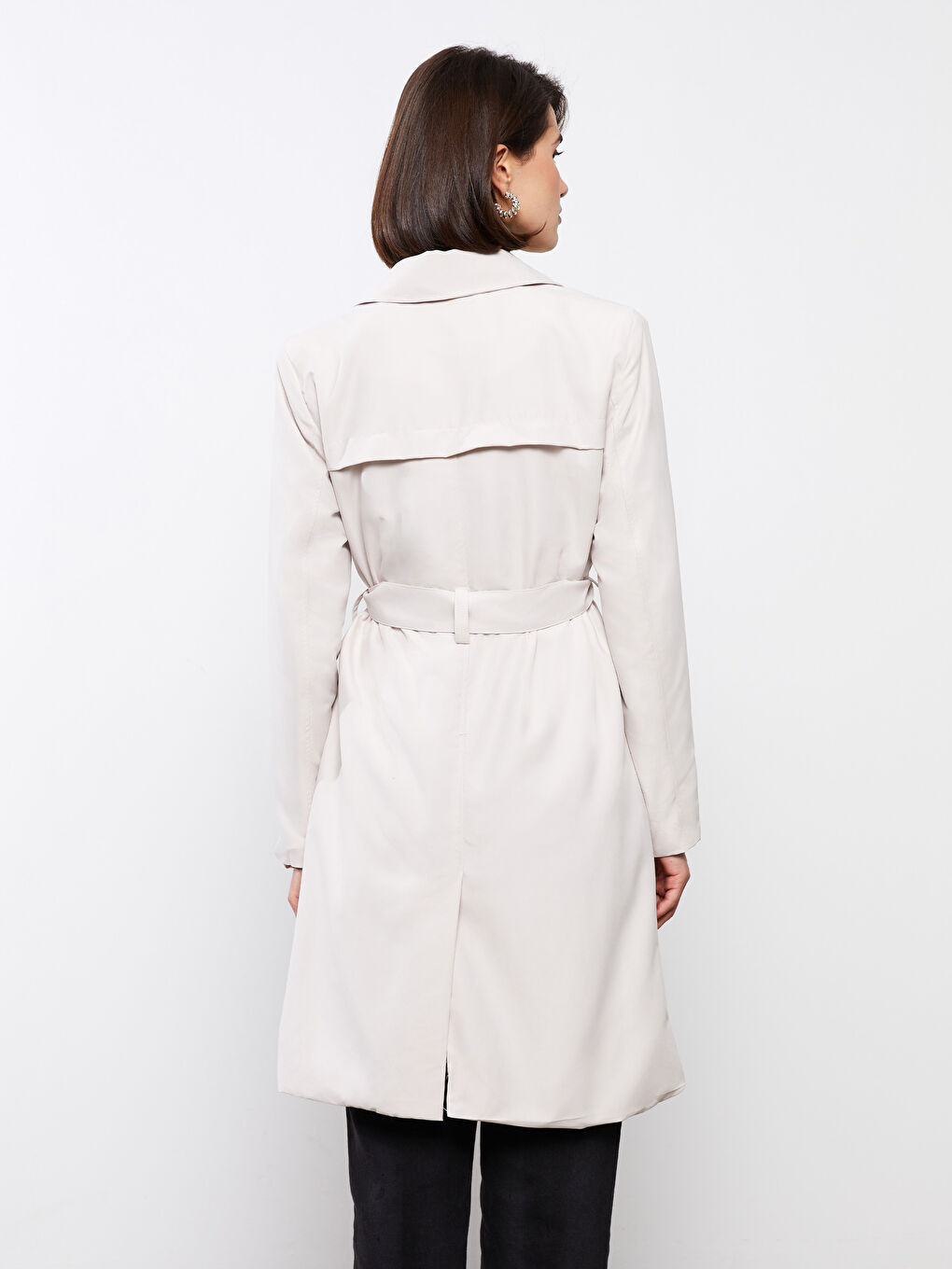 ترانشكوت نسائي سادة بأكمام طويلة وقبة جاكيت-3