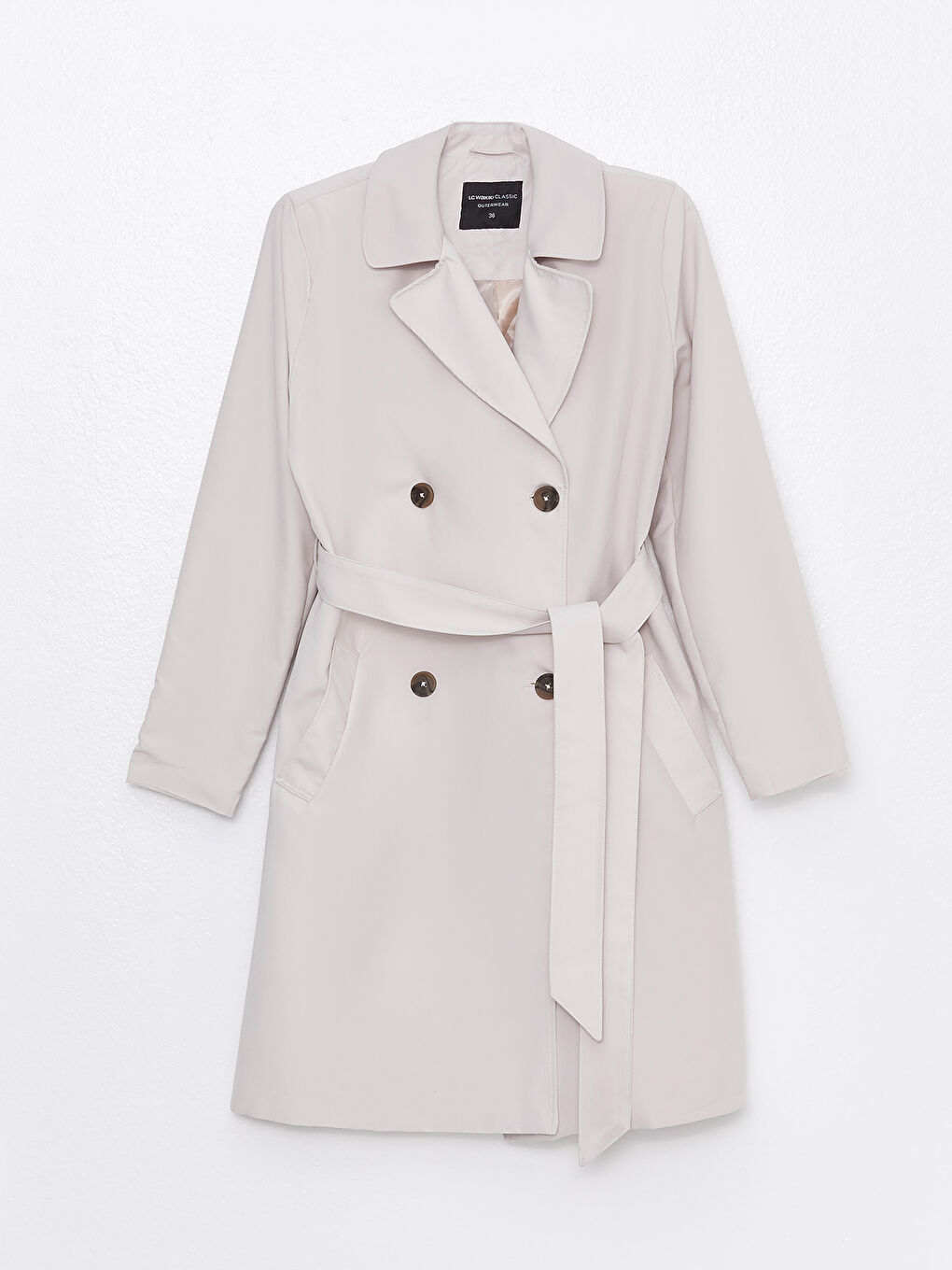 ترانشكوت نسائي سادة بأكمام طويلة وقبة جاكيت-4