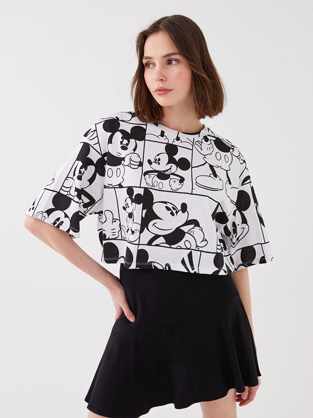 XSIDE Crew Neck Mickey Mouse Printed Short Sleeve Women's