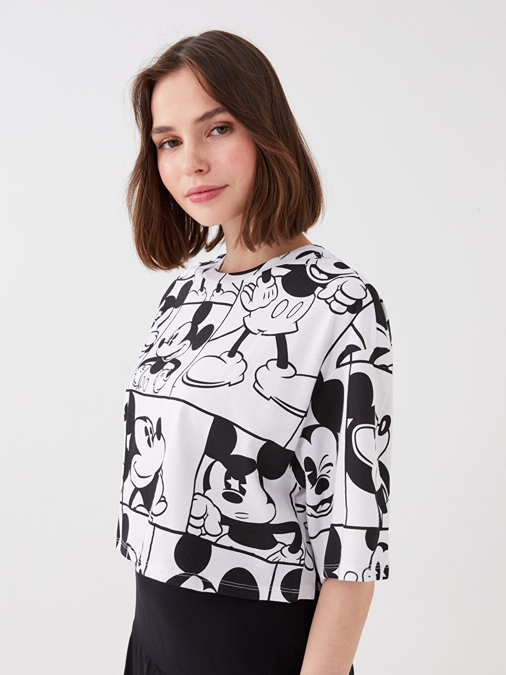 XSIDE Crew Neck Mickey Mouse Printed Short Sleeve Women's