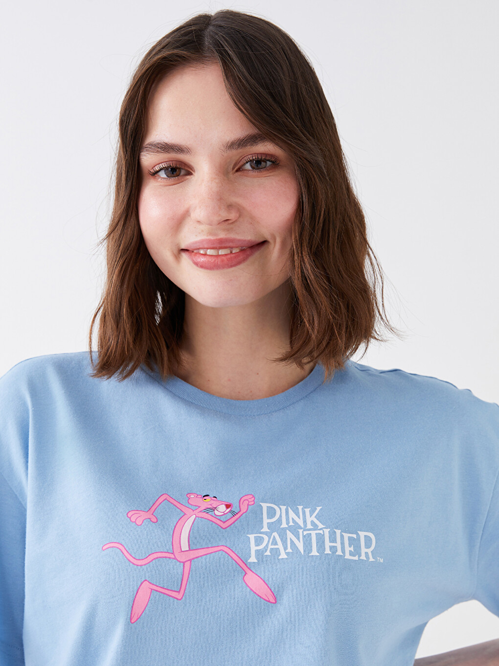 XSIDE Crew Neck Pink Panther Printed Short Sleeve Women's T-Shirt