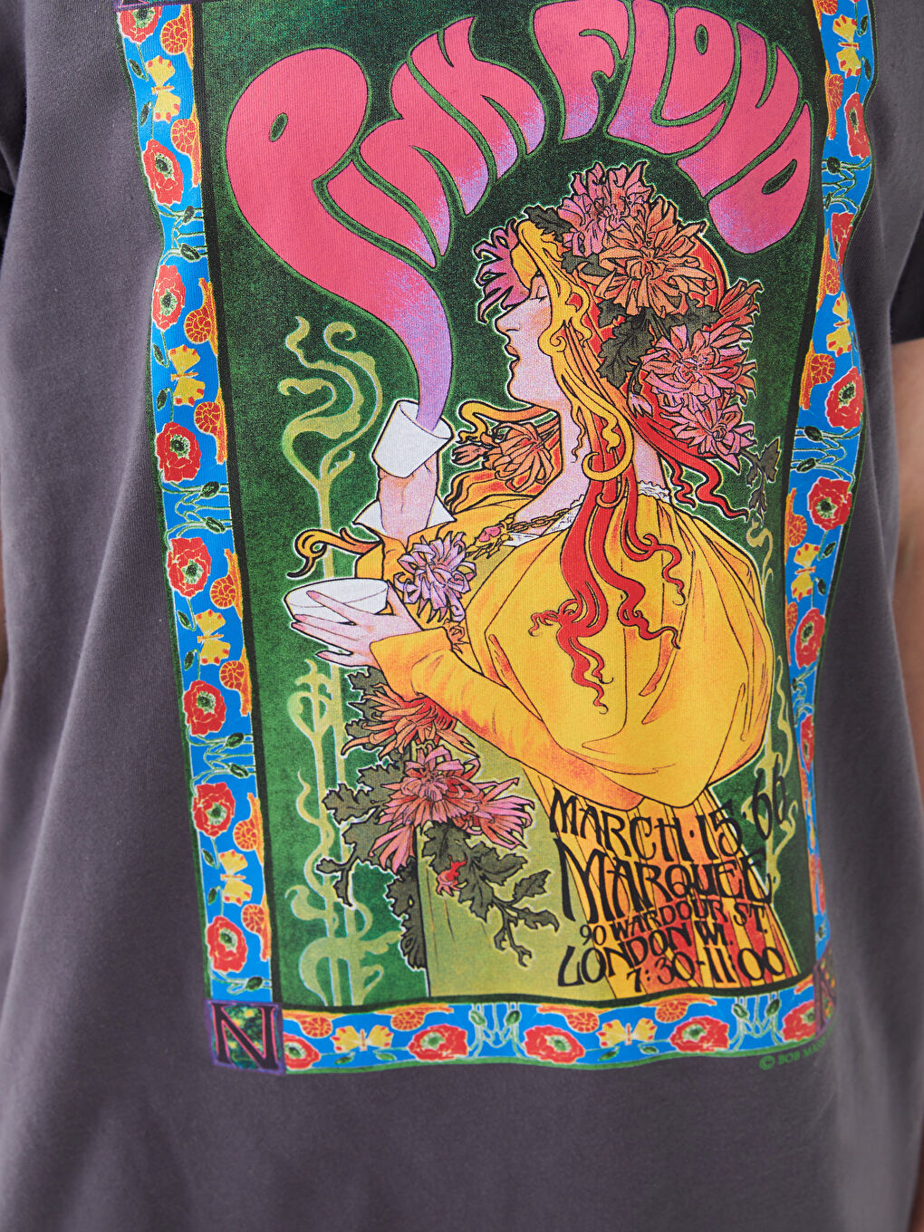 XSIDE Crew Neck Pink Floyd Printed Short Sleeve Women's T-Shirt -S3FB04Z8-RFL