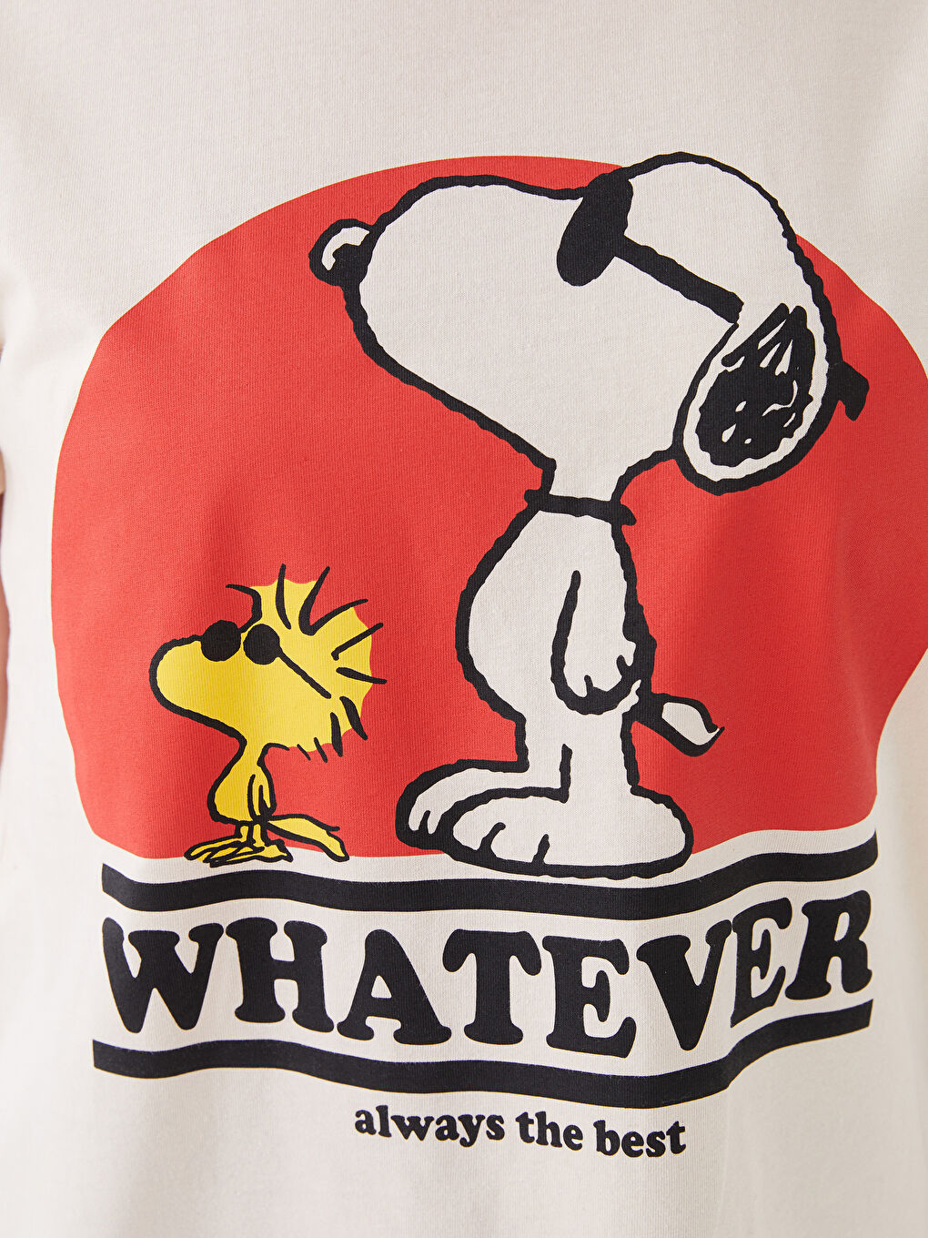 Футболка с круглым вырезом, принтом Снупи и коротким рукавом для женщин-3