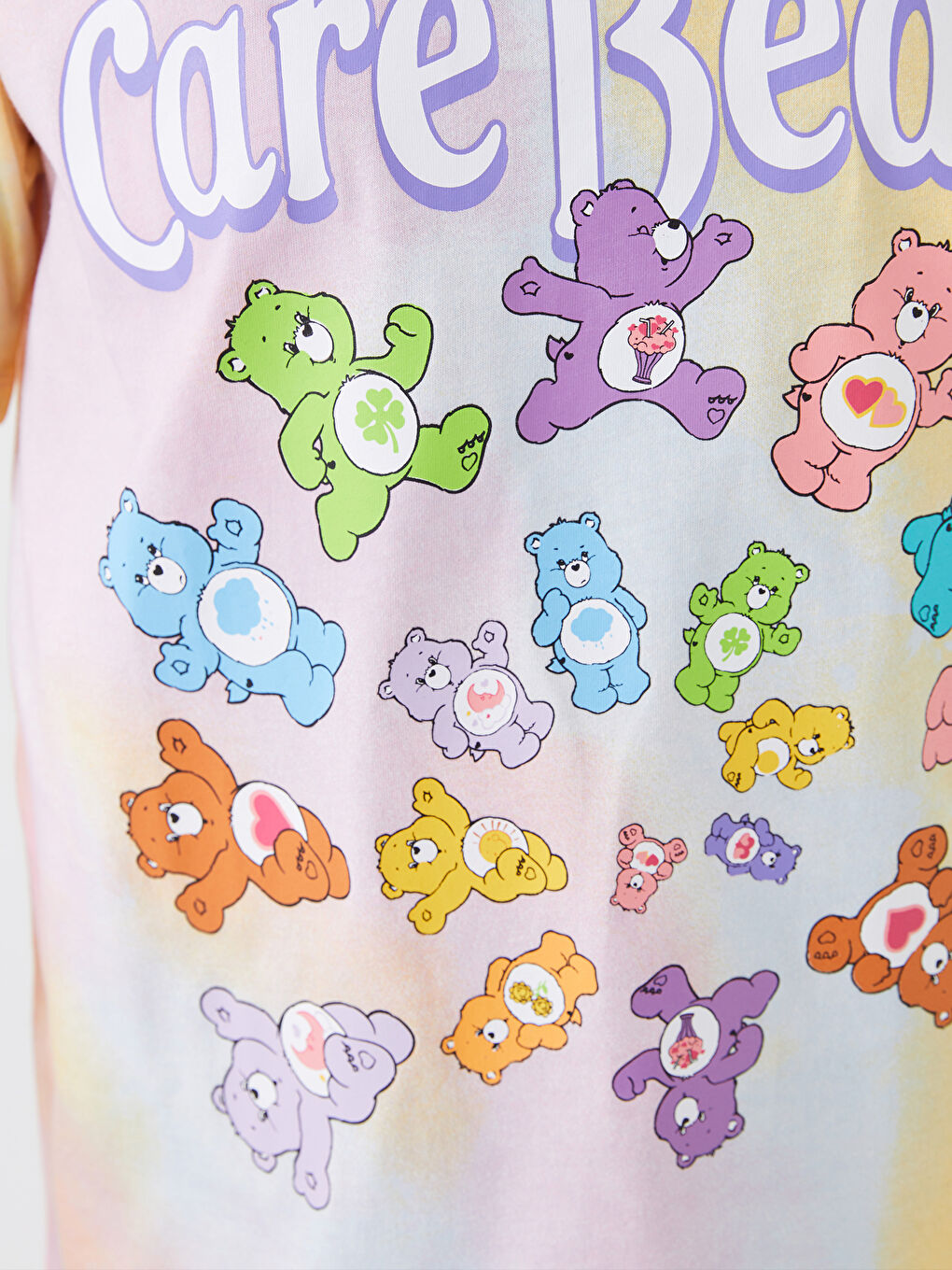 Pembe Bisiklet Yaka Care Bears Baskılı Kadın Tişört-3
