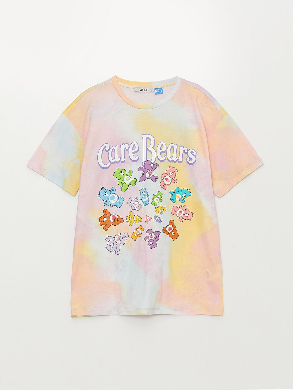 Pembe Bisiklet Yaka Care Bears Baskılı Kadın Tişört-5