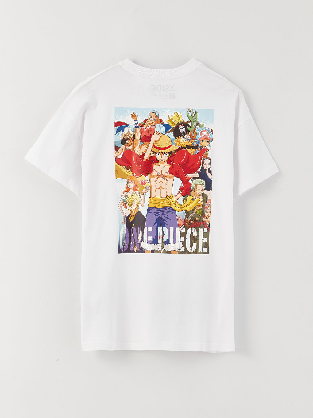 Beyaz Bisiklet Yaka One Piece Baskılı Kısa Kollu Kadın Tişört-7