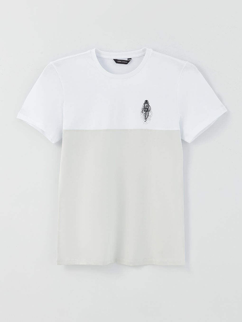 Rundhalsausschnitt Kurzarm Farbblock Jersey Herren T-Shirt-5