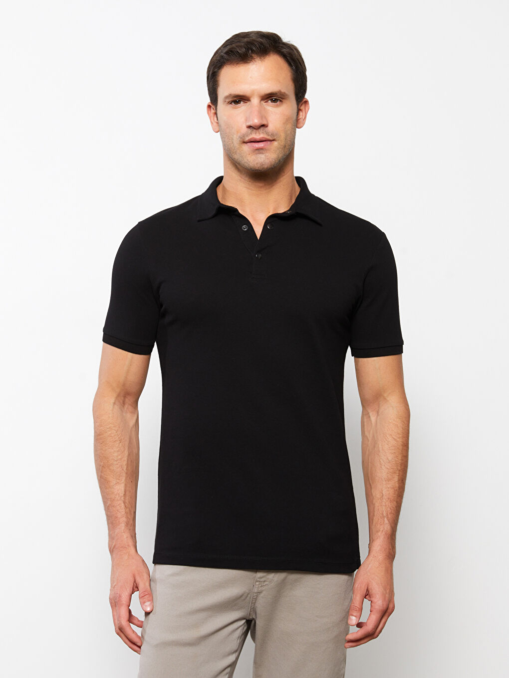 T-shirt en piqué à manches courtes et col polo pour homme