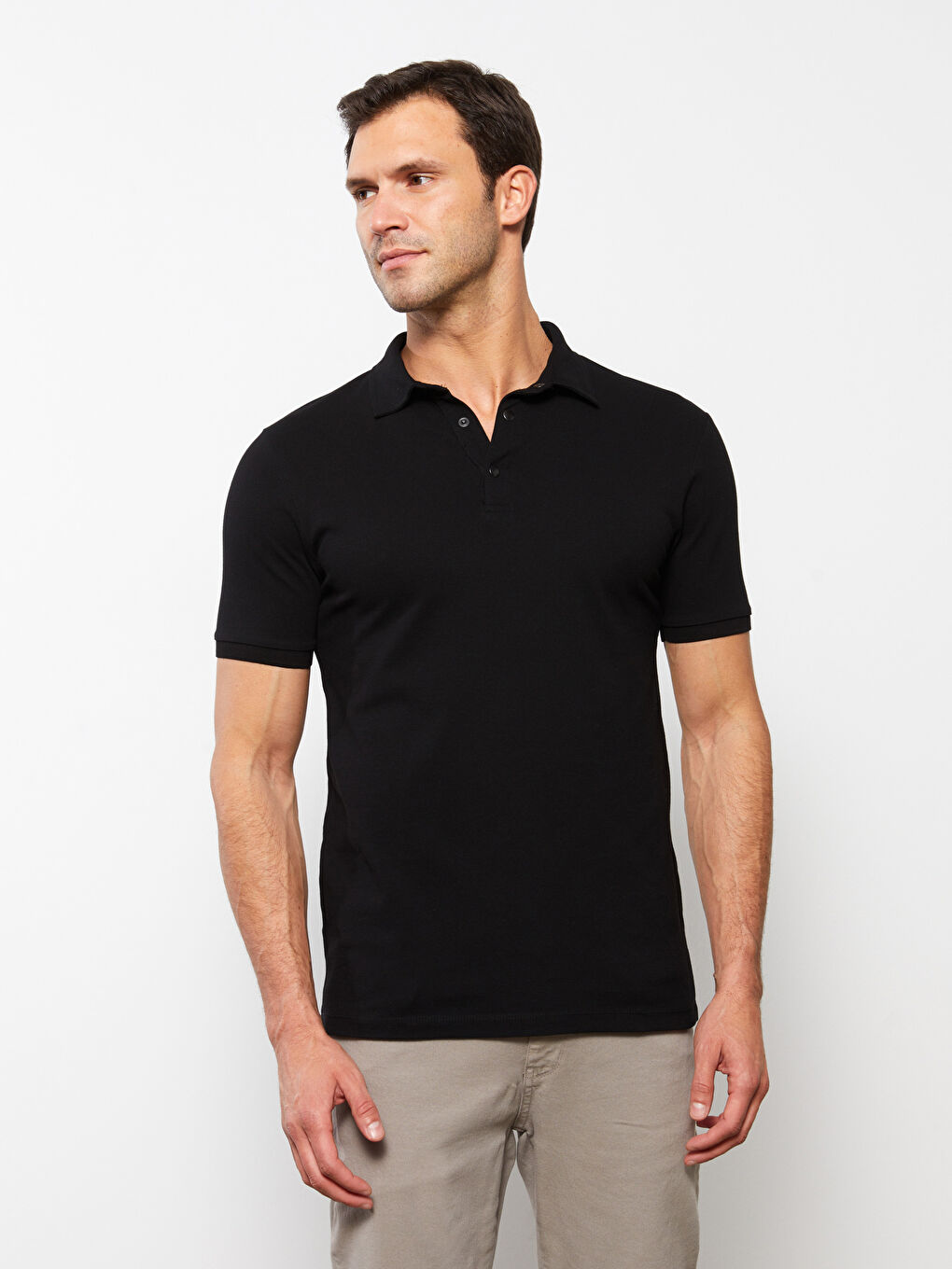 T-shirt en piqué à manches courtes et col polo pour homme-2
