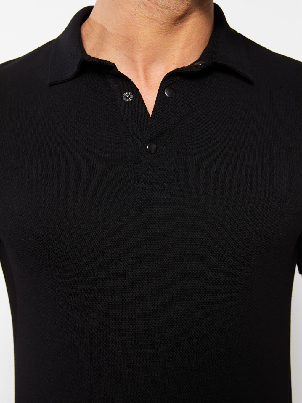 T-shirt en piqué à manches courtes et col polo pour homme-3