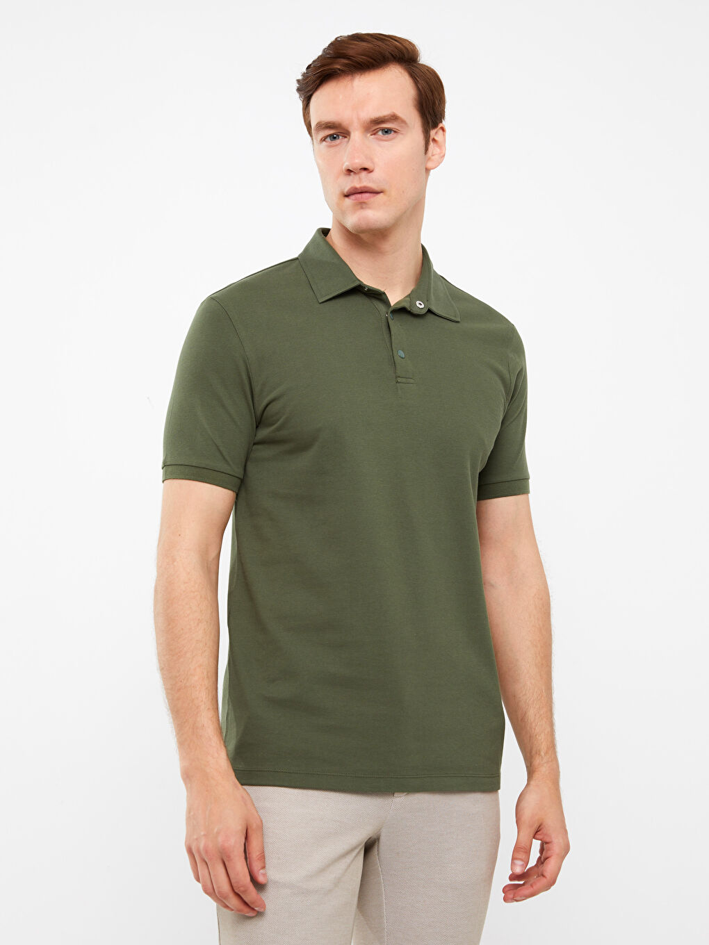 Мужская футболка-поло из пике с короткими рукавами
