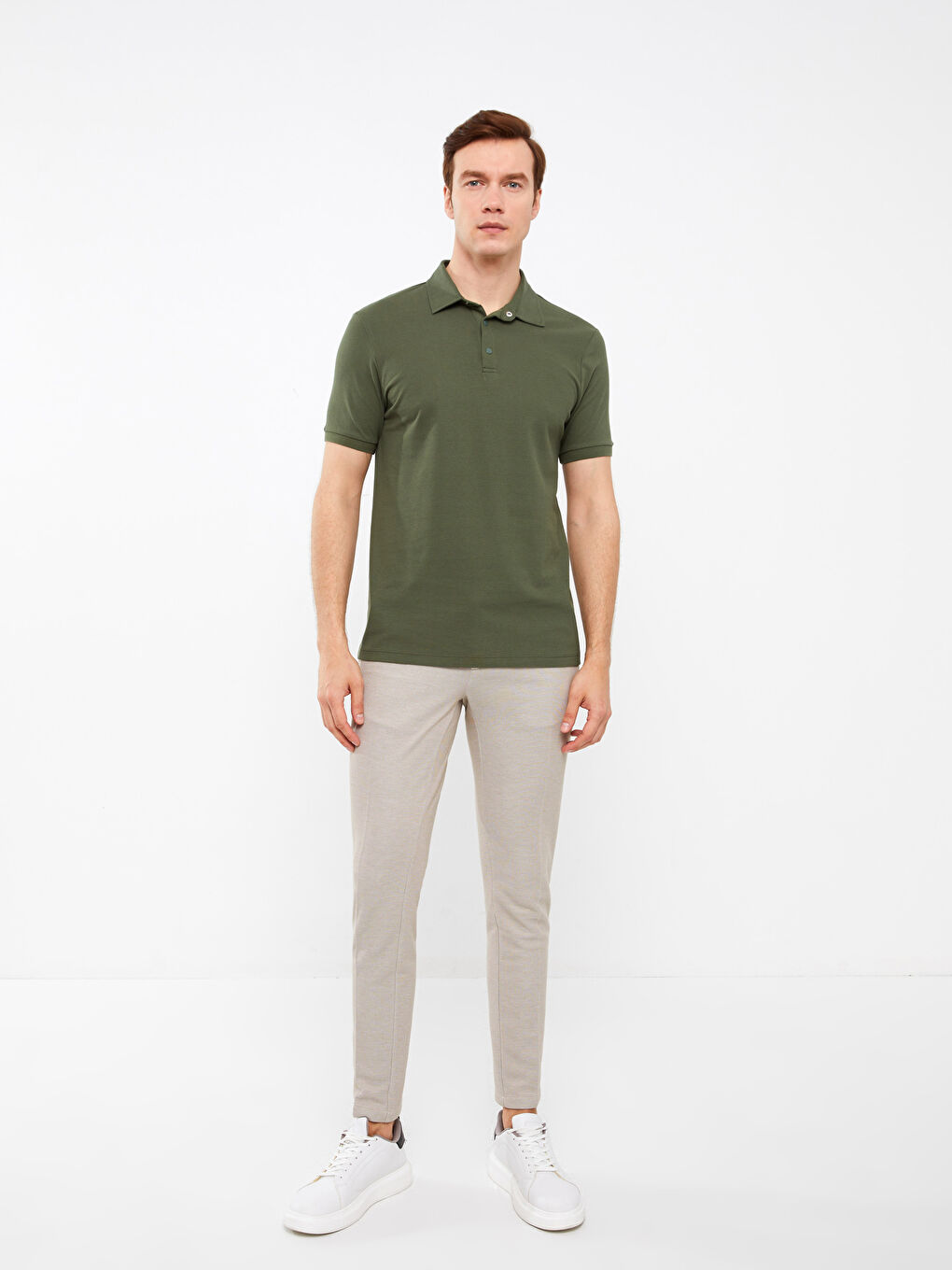 Мужская футболка-поло из пике с короткими рукавами-2