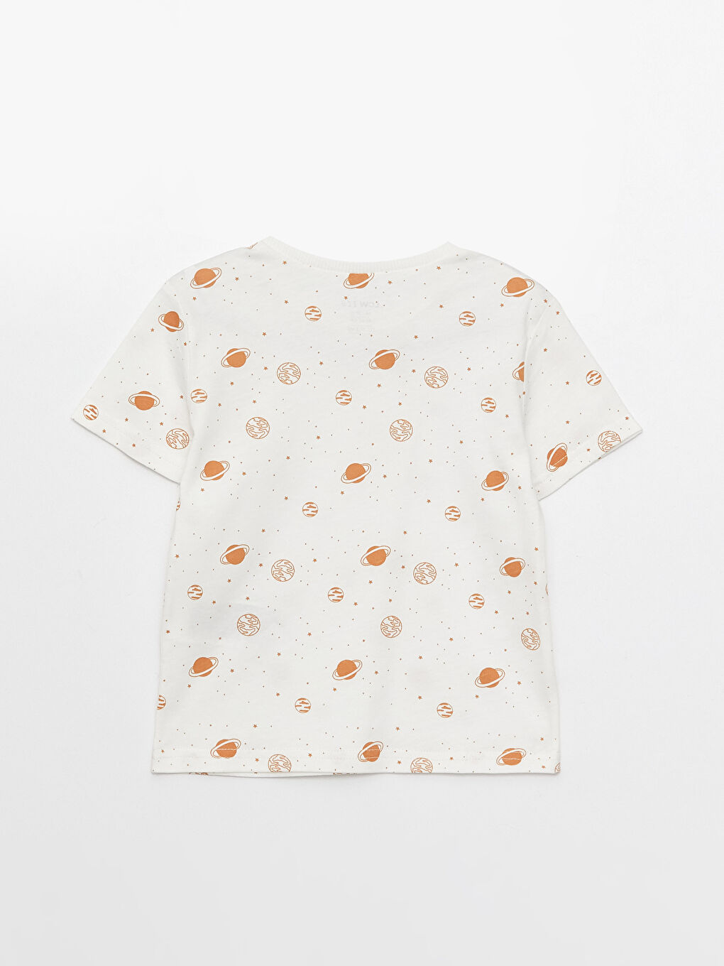 Ekru Bisiklet Yaka Kısa Kollu Baskılı Erkek Bebek Tişört-1