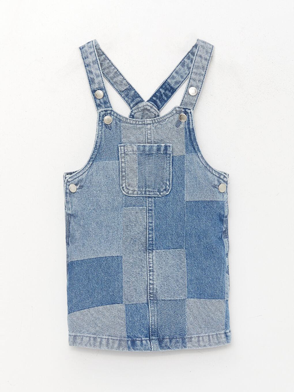 İndigo Kare Yaka Kız Bebek Jean Elbise