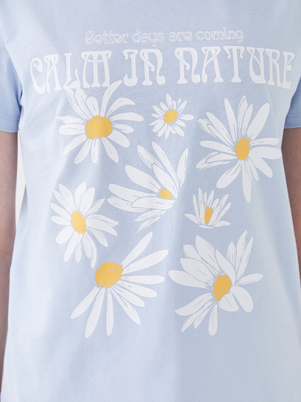 Mavi Bisiklet Yaka Baskılı Kısa Kollu Kadın Tişört-3