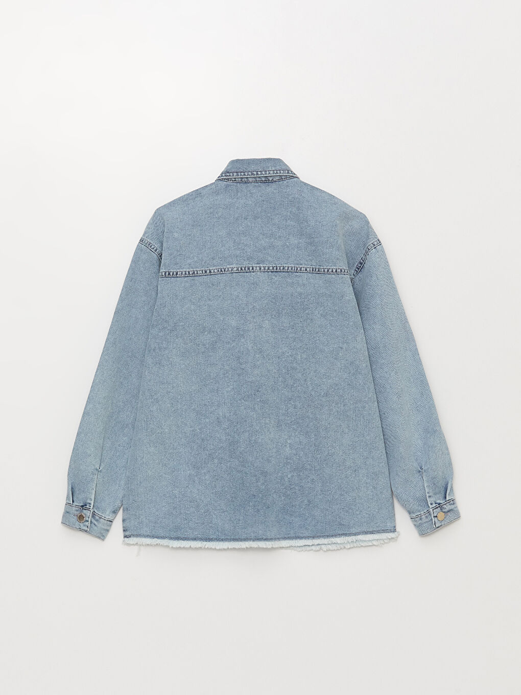 Plain Long Sleeve Oversize Women's Denim Shirt-6
