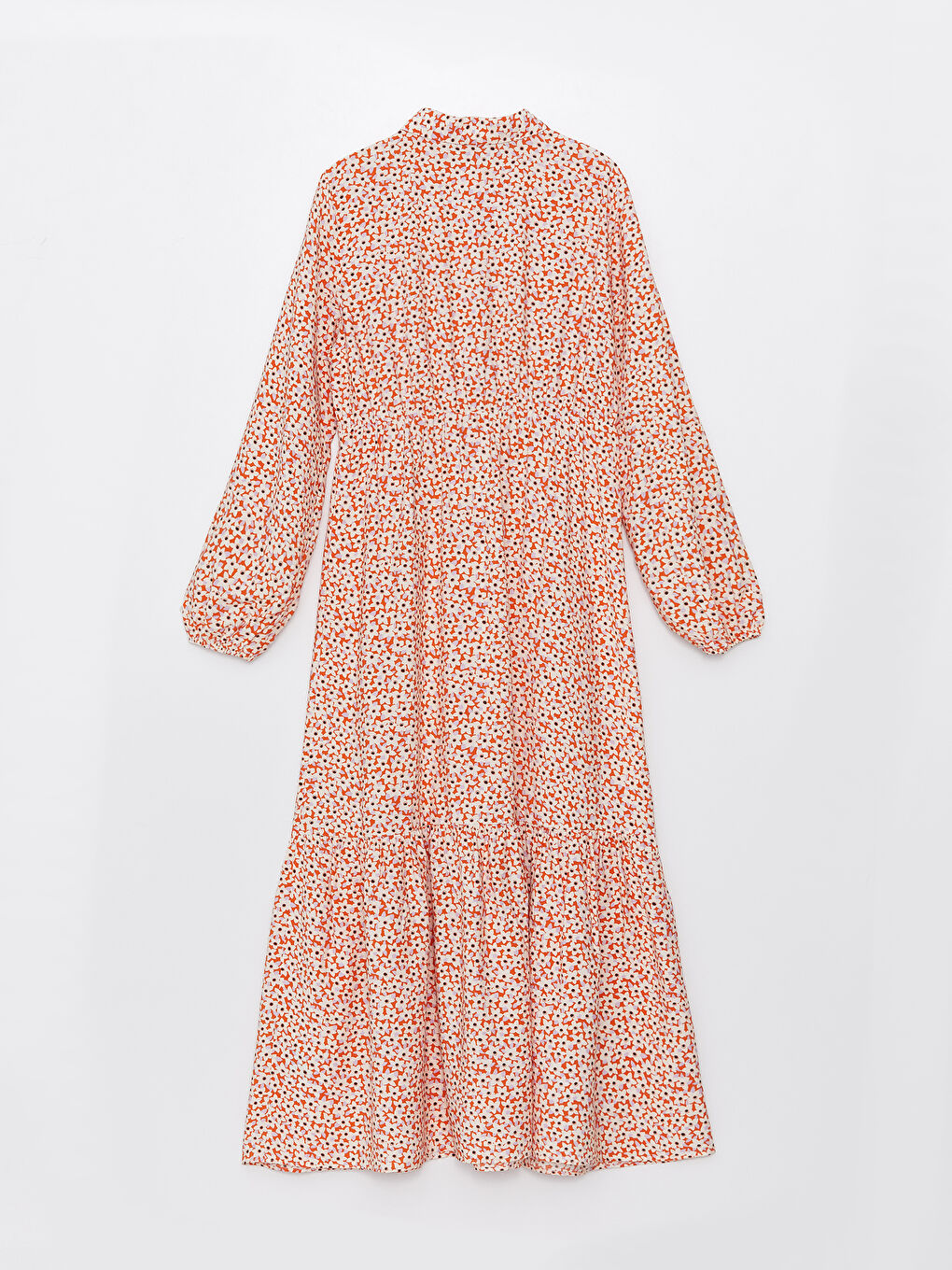 Collared Neck Patterned Long Sleeve Women's Dress-6