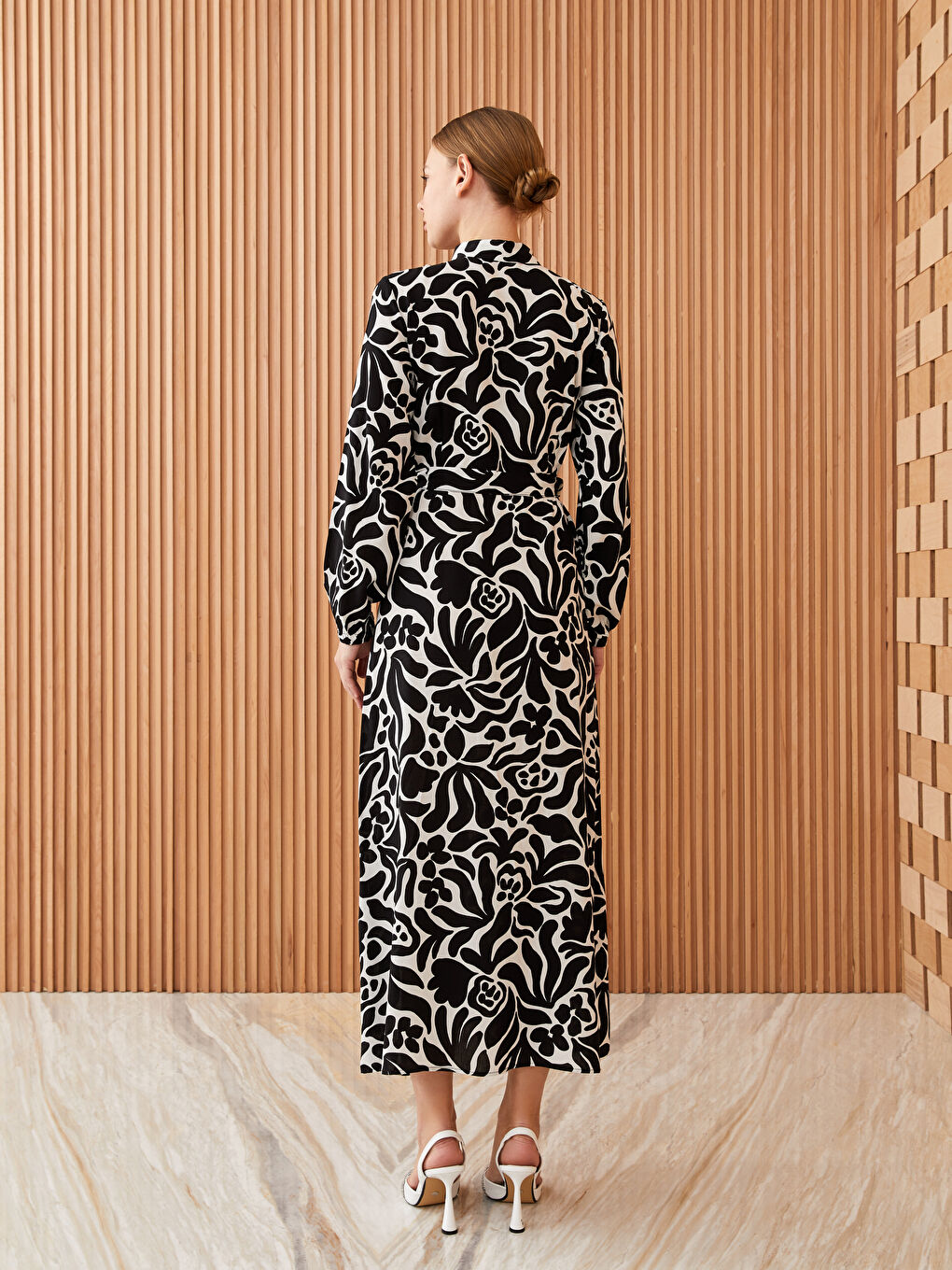 Patterned Long Sleeve Women's Shirt Dress -S3FC61Z8-LQJ