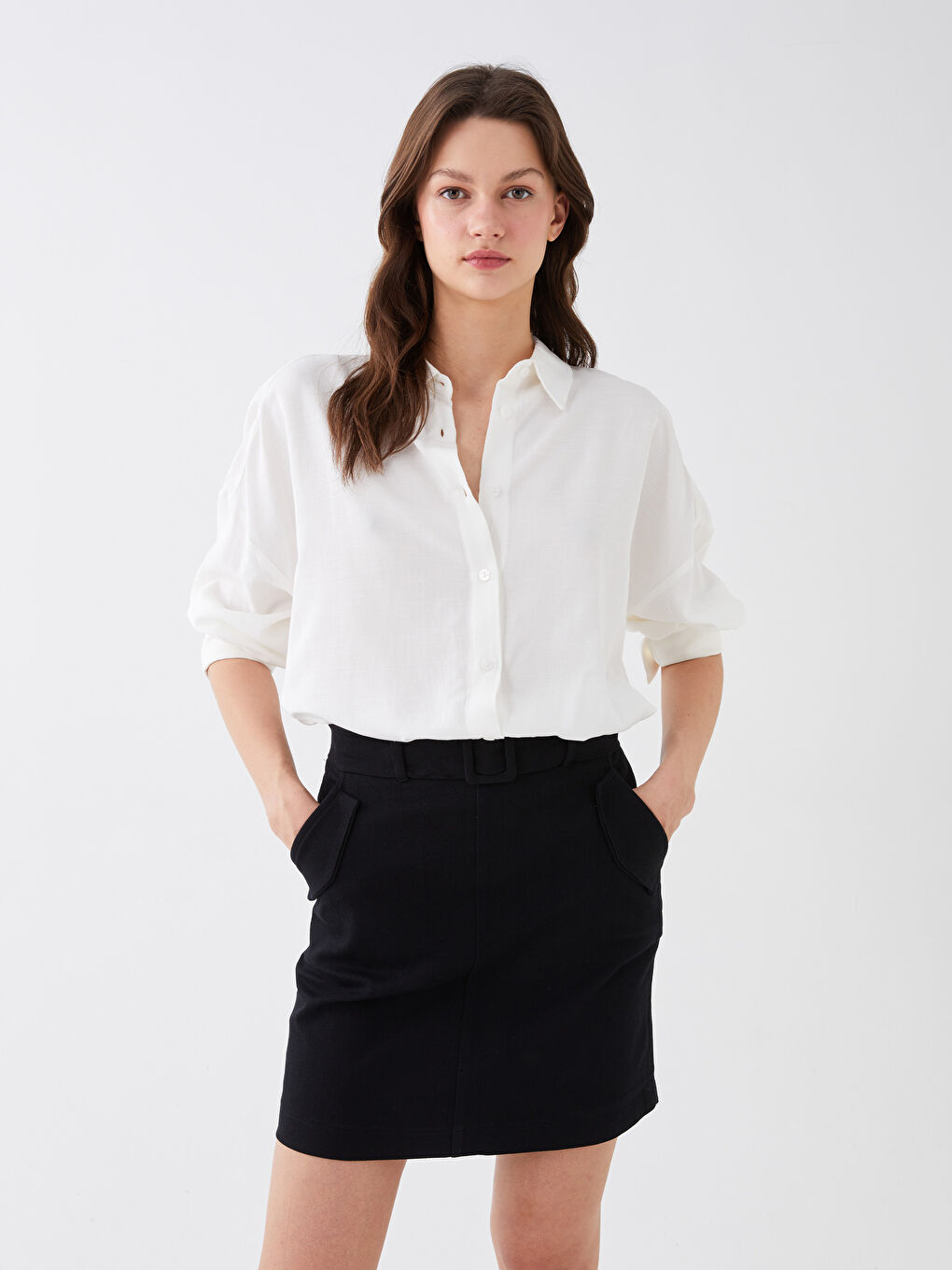 Plain Long Sleeve Women's Shirt-1