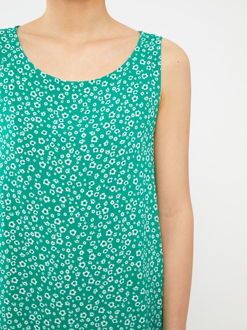 მრგვალი საყელო ყვავილოვანი A-ფორმის ქალებისთვის კაბა-3