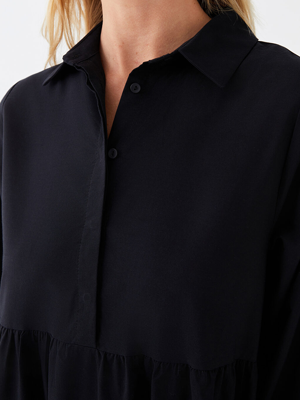 Shirt Neck Regular Long Sleeve Poplin Women's Dress -S3FC86Z8-CVL
