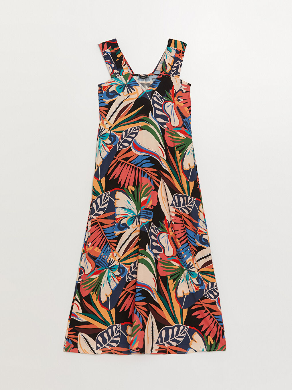 Karışık V Yaka Desenli Askılı Kadın Elbise-5