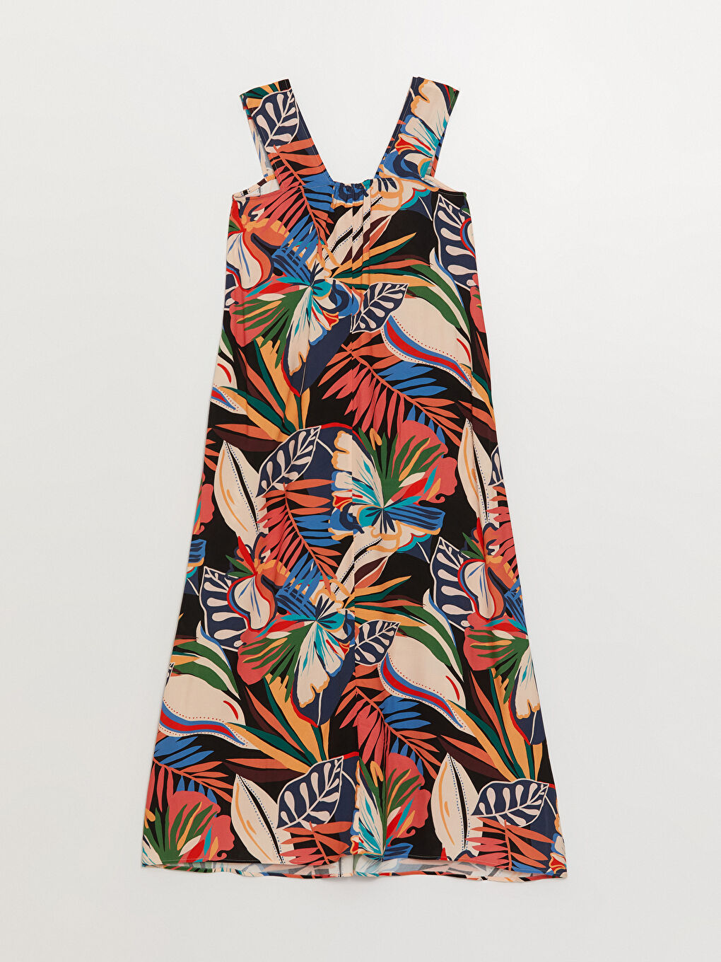 Karışık V Yaka Desenli Askılı Kadın Elbise-6